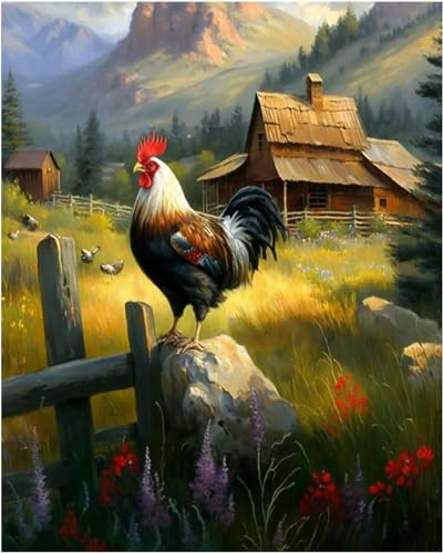 Malen nach Zahlen Erwachsene,Hahn, Bauernhof, Tier, Landschaft,DIY Malen nach Zahlen Leinwand Ölgemälde Kits Wohnwanddekor Mit Acrylfarben und Pinseln,40x50cm Malen nach Zahlen Erwachsene,Hahn, Bauernhof, Tier, Landschaft,DIY Malen nach Zahlen Leinwand Ölgemälde Kits Wohnwanddekor Mit Acrylfarben und Pinseln,40x50cm von ZMHZMY