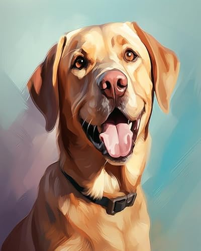 Malen nach Zahlen Erwachsene,Labrador Retriever Hund,DIY Malen nach Zahlen Leinwand Ölgemälde Kits Wohnwanddekor Mit Acrylfarben und Pinseln,40x50cm von ZMHZMY