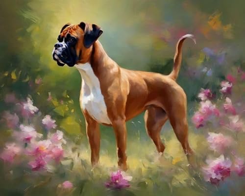Malen nach Zahlen Erwachsene Anfänger,Tier-Boxer-Hund Malen nach Zahlen Kits Leinwandzeichnung mit 3 Pinseln Acrylpigment Dekoration 40 X 50 cm Malen nach Zahlen Erwachsene Anfänger,Tier-Boxer-Hund Malen nach Zahlen Kits Leinwandzeichnung mit 3 Pinseln Acrylpigment Dekoration 40 X 50 cm von ZMHZMY