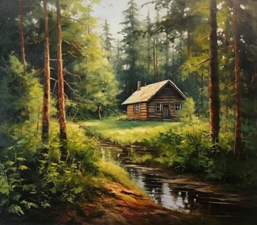 Malen nach Zahlen Erwachsene - DIY Malen Nach Zahlen Holzhaus im Wald -Vorgedruckt Leinwand-Ölgemälde Geschenk für Erwachsene Kits Home Haus Dekor,40x50cm Malen nach Zahlen Erwachsene - DIY Malen Nach Zahlen Holzhaus im Wald -Vorgedruckt Leinwand-Ölgemälde Geschenk für Erwachsene Kits Home Haus Dekor,40x50cm von ZMHZMY