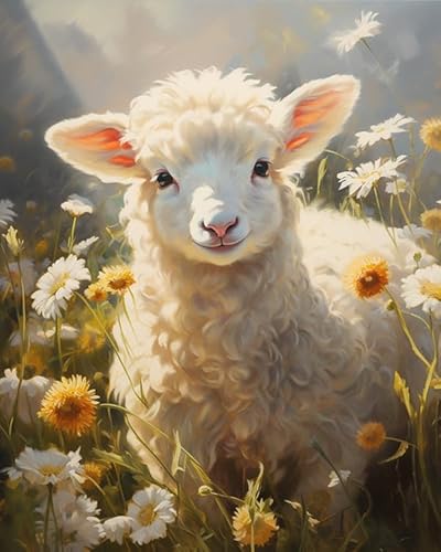 Malen nach Zahlen Schafe, Lamm und Blumen Painting by Numbers Kit DIY ölgemälde Kit für Erwachsene,Anfänger Painting Set 16x20 Zoll Leinwanddruck Wandkunst Dekoration Malen nach Zahlen Schafe, Lamm und Blumen Painting by Numbers Kit DIY ölgemälde Kit für Erwachsene,Anfänger Painting Set 16x20 Zoll Leinwanddruck Wandkunst Dekoration von ZMHZMY