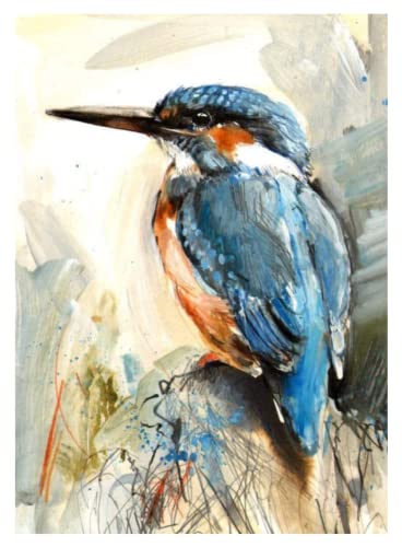 Malen nach Zahlen Vogel Eisvogel Bluebird Paint by Numbers Kit mit Pinseln und Acrylpigment DIY Leinwandmalerei für Erwachsene Anfänger Stillleben von ZMHZMY