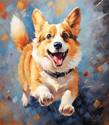 Malen nach Zahlen für Erwachsene, Anfänger, DIY-Geschenk-Leinwand-Malsets,40x50cm,Ohne Rahmen Corgi Malen nach Zahlen für Erwachsene, Anfänger, DIY-Geschenk-Leinwand-Malsets,40x50cm,Ohne Rahmen Corgi von ZMHZMY