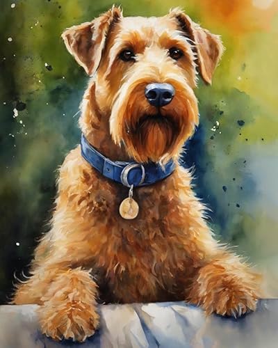 Malen nach Zahlen für Erwachsene, Anfänger, DIY-Geschenk-Leinwand-Malsets,Airedale Terrier Hund und Blumen 40x50cm,Ohne Rahmen Malen nach Zahlen für Erwachsene, Anfänger, DIY-Geschenk-Leinwand-Malsets,Airedale Terrier Hund und Blumen 40x50cm,Ohne Rahmen von ZMHZMY