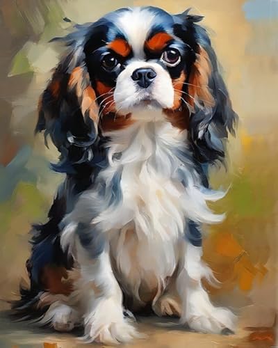 Malen nach Zahlen für Erwachsene, Anfänger,Cavalier King Charles Spaniel,digitales Kunstzubehör, Zahlenmalerei, DIY-Geschenke, Kunsthandwerk, 40x50cm von ZMHZMY