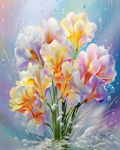 Malen nach Zahlen für Erwachsene,Anfänger,Blumen, Freesien im Schnee DIY-Geschenk-Leinwand-Malset,40x50cm,Ohne Rahmen Malen nach Zahlen für Erwachsene,Anfänger,Blumen, Freesien im Schnee DIY-Geschenk-Leinwand-Malset,40x50cm,Ohne Rahmen von ZMHZMY