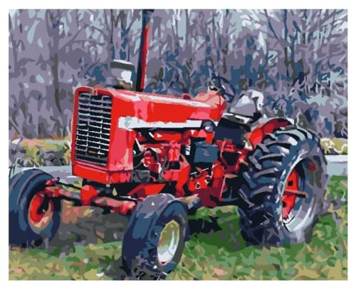 Malen nach Zahlen für Erwachsene Traktor Bauernhof Auto Land Ackerland,DIY Leinwand Ölgemälde Kit für Kinder mit Pinseln Acrylpigment Zeichnung 40x50cm von ZMHZMY