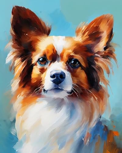 ZMHZMY Malen-nach-Zahlen-Set für Erwachsene,DIY-Ölgemälde-Set auf Leinwand für Anfänger mit Pinseln,Acrylpigmenten,Papillon-Hund,40x50cm,Ohne Rahmen ZMHZMY Malen-nach-Zahlen-Set für Erwachsene,DIY-Ölgemälde-Set auf Leinwand für Anfänger mit Pinseln,Acrylpigmenten,Papillon-Hund,40x50cm,Ohne Rahmen von ZMHZMY