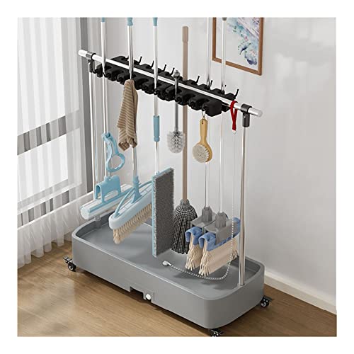 ZMJGLL Beweglicher Besen-Mopp-Halter für nasse Mops, Reinigungstool-Wagen, kommerller Mop-Halter, Reinigungsmittel-Organizer, Gartengeräteaufbewahrung (Gray 62cm) von ZMJGLL