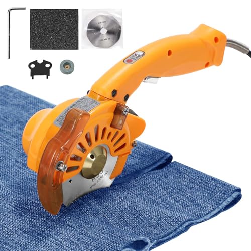 ZMJGLL Elektrischer Rotationsschneider für Stoff, Handschere elektrisch, 35-45 mm / 1,37-1,77 "Schnittstärke, Teppichschneider mit LED-Arbeitslicht, für Stoff, Leder, Natur (110C) von ZMJGLL