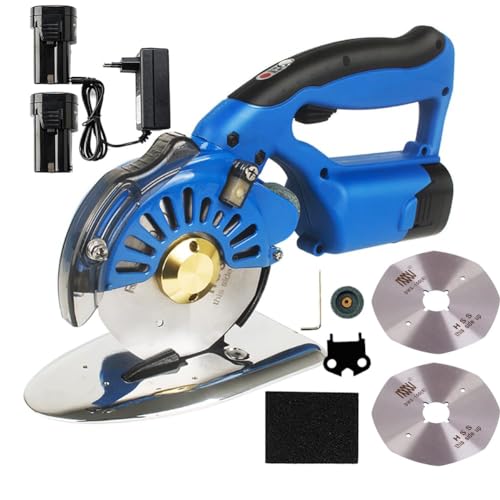 ZMJGLL Kabelloser Stoffschneider, 5-Gang-Akku-Elektro-Rotations-Stoffschneidemaschine, 27-40 mm Schnitthöhe, mit Ladegerät, für Stoff, Leder, Natur (100B) von ZMJGLL
