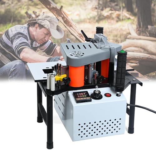 ZMJGLL Kantenanleimmaschine, tragbare Kantenanleimmaschine, Kantenanleimmaschine für die Holzbearbeitung, gerade und Gebogene Linie, doppelseitige Leimbeschichtung, einstellbare Geschwindigkeit von ZMJGLL