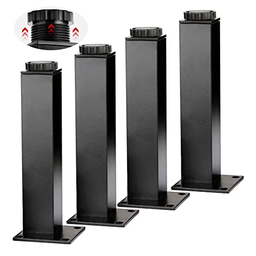 ZMJGLL Set mit 4 Möbelfüßen aus Aluminiumlegierung, verstellbaren Möbelbeinen, Ersatzschrank-Riser, für Couchtisch Schlafsofa Ottomane Schrank (Black 10cm/3.94in) von ZMJGLL