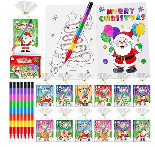 ZMLM Weihnachts-Malbücher für Kinder mit stapelbaren Buntstiften, Aktivitätsbücher für Kinder, Partytütenfüller, Geschenktüten, Geburtstag, Weihnachten, Party, Gastgeschenke, Klassenzimmer, Reisen ZMLM Weihnachts-Malbücher für Kinder mit stapelbaren Buntstiften, Aktivitätsbücher für Kinder, Partytütenfüller, Geschenktüten, Geburtstag, Weihnachten, Party, Gastgeschenke, Klassenzimmer, Reisen von ZMLM