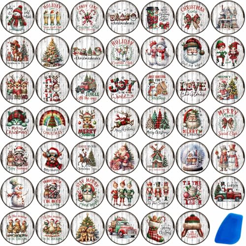 ZMRU 48 Blatt Vintage-Weihnachts-Transfers zum Basteln, Reiben auf Transfers aus Holz, Kugeln, Urlaubsdekoration, Ornamente, 6,3 x 6,3 cm von ZMRU