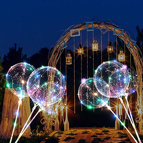 ZMYGOLON 4 PCS Wiederverwendbar Luftballons, 45,7 cm/ 3 m (18 Zoll/9,84 Fuß), LED-Ballons für Geburtstage, Hochzeiten, Feste, Dekoration, Mehrfarbig von ZMYGOLON