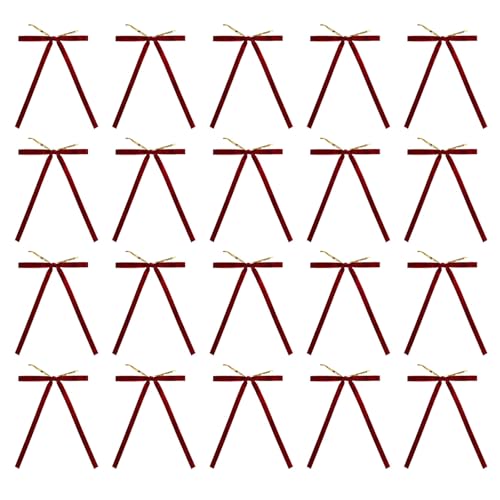 20 x Samt-Fransen mit Bindeband, stilvolle saisonale Verzierung, vorgebundenes Band, Schmetterlingsknoten-Ornament von ZMYING