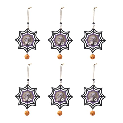 Set mit 6 Halloween-Festivals aus Holz, beleuchteter Kürbis/Fledermaus/Spinnen, hängbares Zubehör für Tür oder Wand, Heimdekoration Set mit 6 Halloween-Festivals aus Holz, beleuchteter Kürbis/Fledermaus/Spinnen, hängbares Zubehör für Tür oder Wand, Heimdekoration von ZMYING