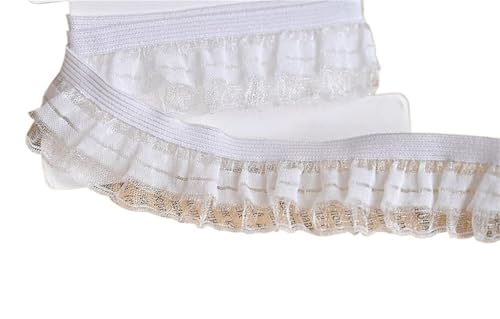 RüSchenbesatz Bilateraler Rüschen-Spitzenbesatzstoff for die Heimdekoration, farbiges elastisches Band FüR NäHen Kleid Diy Hochzeitskleid(Color2) von ZNJAMN