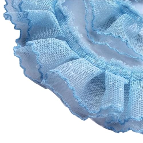 RüSchenbesatz Doppelschichten Himmelblau Rosa Mesh Stickerei Rüschen Spitzenbesatz Kleid Kragen Manschetten DIY Nähen Dekor FüR NäHen Kleid Diy Hochzeitskleid(Blue) von ZNJAMN