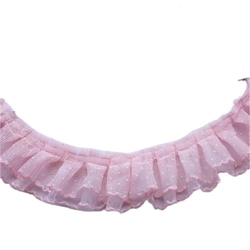 RüSchenbesatz Doppelschichten Himmelblau Rosa Mesh Stickerei Rüschen Spitzenbesatz Kleid Kragen Manschetten DIY Nähen Dekor FüR NäHen Kleid Diy Hochzeitskleid(Pink) von ZNJAMN