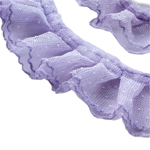 RüSchenbesatz Doppelschichten Himmelblau Rosa Mesh Stickerei Rüschen Spitzenbesatz Kleid Kragen Manschetten DIY Nähen Dekor FüR NäHen Kleid Diy Hochzeitskleid(Purple) von ZNJAMN