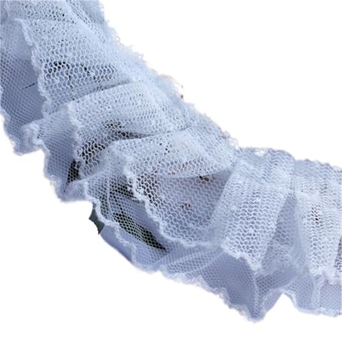 RüSchenbesatz Doppelschichten Himmelblau Rosa Mesh Stickerei Rüschen Spitzenbesatz Kleid Kragen Manschetten DIY Nähen Dekor FüR NäHen Kleid Diy Hochzeitskleid(White) von ZNJAMN