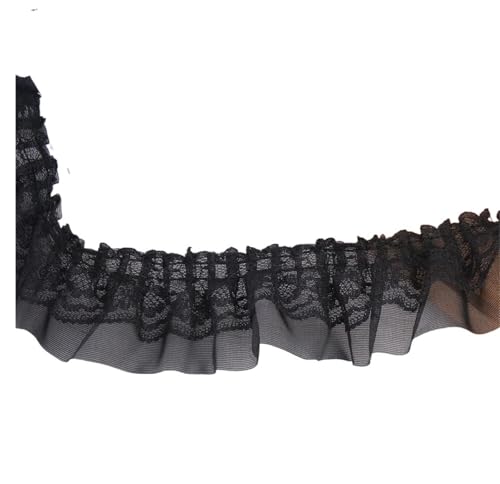 RüSchenbesatz Doppelschichten gekräuselten Chiffon Lace Trim Stoff Nähen Handwerk Hochzeit Braut Kleid Party Kleidung Dekor FüR NäHen Kleid Diy Hochzeitskleid(Black) von ZNJAMN