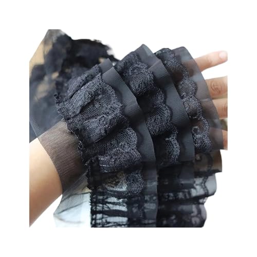 RüSchenbesatz Dreilagiger plissierter Chiffonstoff, Spitzenrüschenkragenbesatz, Stickband, DIY-Hochzeitskleid, Puppenkleidungszubehör FüR NäHen Kleid Diy Hochzeitskleid(Black) von ZNJAMN