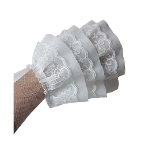 RüSchenbesatz Dreilagiger plissierter Chiffonstoff, Spitzenrüschenkragenbesatz, Stickband, DIY-Hochzeitskleid, Puppenkleidungszubehör FüR NäHen Kleid Diy Hochzeitskleid(WHITE) von ZNJAMN
