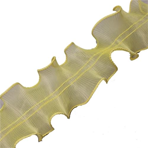 RüSchenbesatz Plissierter Organza-Rüschen-Spitzenbesatz, nicht glänzende, steife Oberfläche, umkettelte Kanten for Kleidung, DIY-Hüte, Schuhe, Basteln FüR NäHen Kleid Diy Hochzeitskleid(Myellow) von ZNJAMN