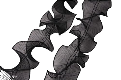 RüSchenbesatz Plissierter Organza-Rüschen-Spitzenbesatz, nicht glänzende, steife Oberfläche, umkettelte Kanten for Kleidung, DIY-Hüte, Schuhe, Basteln FüR NäHen Kleid Diy Hochzeitskleid(Black) von ZNJAMN