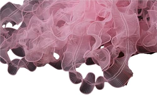 RüSchenbesatz Plissierter Organza-Rüschen-Spitzenbesatz, nicht glänzende, steife Oberfläche, umkettelte Kanten for Kleidung, DIY-Hüte, Schuhe, Basteln FüR NäHen Kleid Diy Hochzeitskleid(Pink) von ZNJAMN