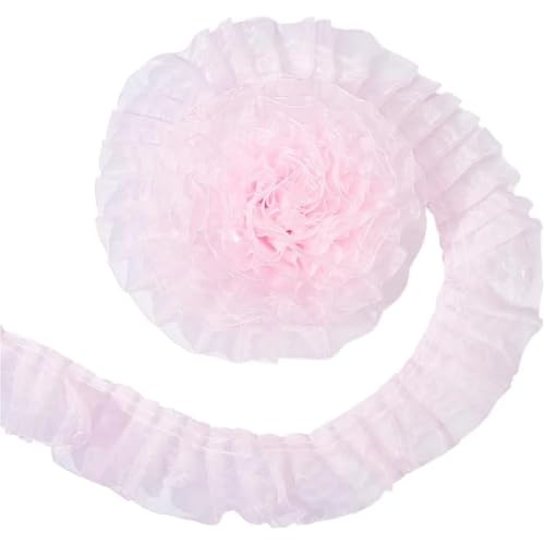 RüSchenbesatz Rüschenband, plissiert, elastische Spitze, Rüschenbesatz, doppellagig, plissierter Chiffon, elastischer Besatz, Rosa, for Nähen FüR NäHen Kleid Diy Hochzeitskleid von ZNJAMN