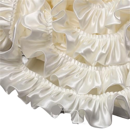 RüSchenbesatz Spitzenrand, doppellagig, Rüschenbesatz, glänzend, Satin, Plisseeband, Stoff, Glitzer, for Hochzeitspuppen, Kleid, DIY, Kinder, Nähen, Basteln FüR NäHen Kleid Diy Hochzeitskleid(Color 3) von ZNJAMN