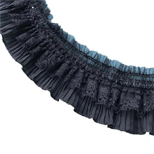 RüSchenbesatz Stretch Lace Layer Ribbon Elastic Rüschenbesatz for Nähen von Kleidung DIY Handwerk FüR NäHen Kleid Diy Hochzeitskleid(Black) von ZNJAMN