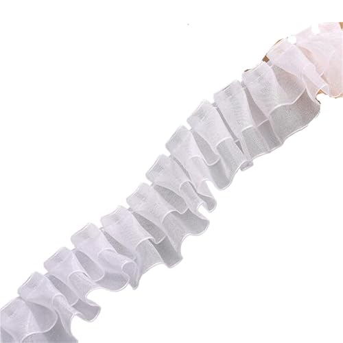 RüSchenbesatz Transparente, glänzende Organza-Plissee-Spitze, doppelte Lagen, Rüschenbesatz, Stoff for Hochzeiten, Bühnenkleider, Kragenmanschetten, Randdekoration FüR NäHen Kleid Diy Hochzeitskleid von ZNJAMN