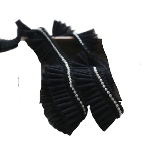 RüSchenbesatz Viele Farben Plissee Perlen Rüschen Spitze Stoff Zubehör DIY Hut Kleidung Rock Nähmaterial Puppe Wiege Spielzeug Dekoration FüR NäHen Kleid Diy Hochzeitskleid(Black) von ZNJAMN