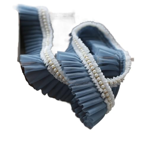 RüSchenbesatz Viele Farben Plissee Perlen Rüschen Spitze Stoff Zubehör DIY Hut Kleidung Rock Nähmaterial Puppe Wiege Spielzeug Dekoration FüR NäHen Kleid Diy Hochzeitskleid(Blue) von ZNJAMN