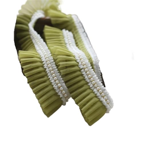 RüSchenbesatz Viele Farben Plissee Perlen Rüschen Spitze Stoff Zubehör DIY Hut Kleidung Rock Nähmaterial Puppe Wiege Spielzeug Dekoration FüR NäHen Kleid Diy Hochzeitskleid(Green) von ZNJAMN