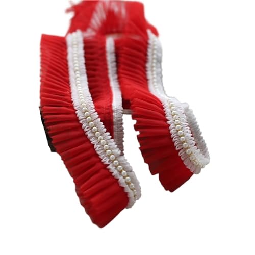 RüSchenbesatz Viele Farben Plissee Perlen Rüschen Spitze Stoff Zubehör DIY Hut Kleidung Rock Nähmaterial Puppe Wiege Spielzeug Dekoration FüR NäHen Kleid Diy Hochzeitskleid(Red) von ZNJAMN