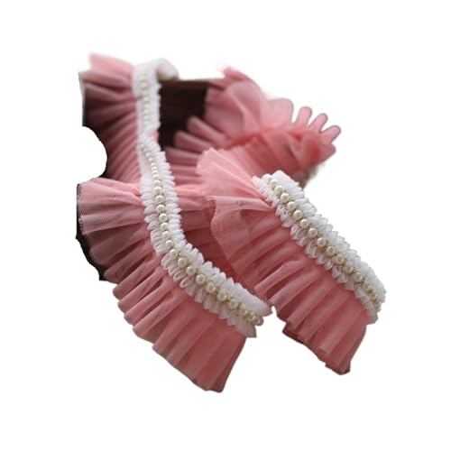 RüSchenbesatz Viele Farben Plissee Perlen Rüschen Spitze Stoff Zubehör DIY Hut Kleidung Rock Nähmaterial Puppe Wiege Spielzeug Dekoration FüR NäHen Kleid Diy Hochzeitskleid(Watermelon Red) von ZNJAMN