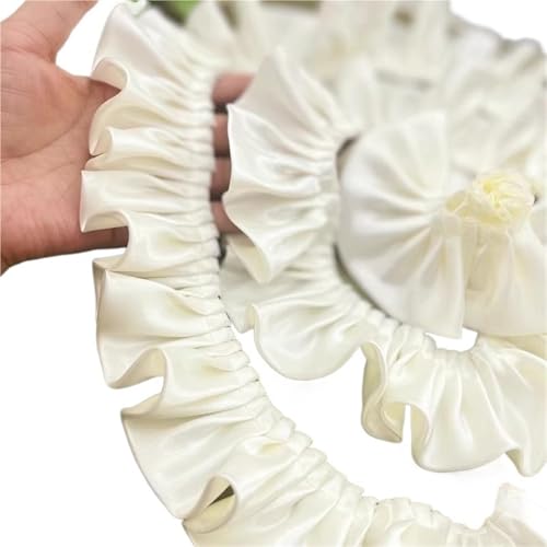 RüSchenbesatz Weiche, doppelt gekräuselte Falten, reflektierende Spitze, DIY-Kleid, Rock, gerollter Rand, Sofagarnitur, Vorhänge, Kissenbesatz, Nähzubehör FüR NäHen Kleid Diy Hochzeitskleid(Beige) von ZNJAMN