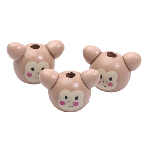10 stücke Nette Holz Tiere Perlen Malerei Natürliche Holz Perlen for Schmuck Machen Diy Armband Zubehör Handgemachte Handwerk Für Makramee Basteln(Color 3) von ZNTIHZ