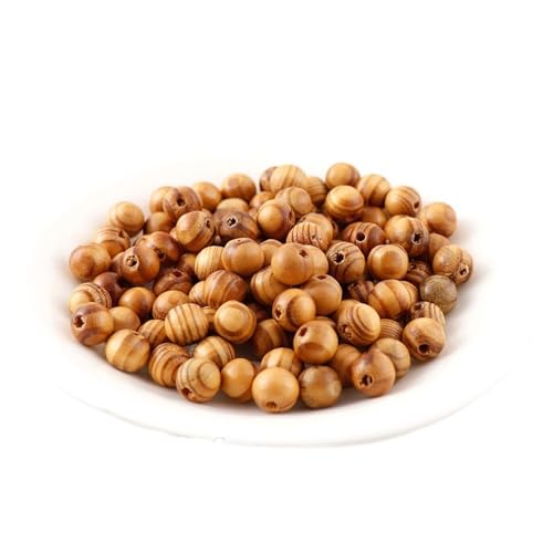 100–300 Stück natürliche bemalte runde Holzperlen, Kiefernholz-Abstandshalter, Perlen for Armbänder, Kleidung, Dekoration, Schmuckherstellung Für Makramee Basteln(8mm - 200pcs) von ZNTIHZ