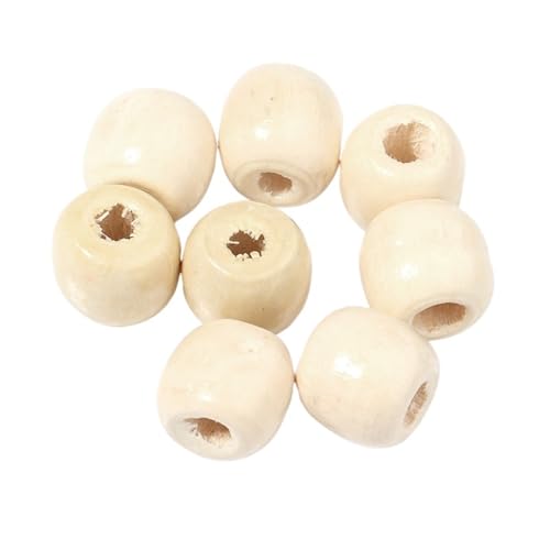 100 stücke Natürliche Holzperlen for Schmuckherstellung Großes Loch Holzperlen DIY Haarschmuck Handgefertigte Armbänder Halsketten Für Makramee Basteln(Beige,9x10mm hole 4mm) von ZNTIHZ