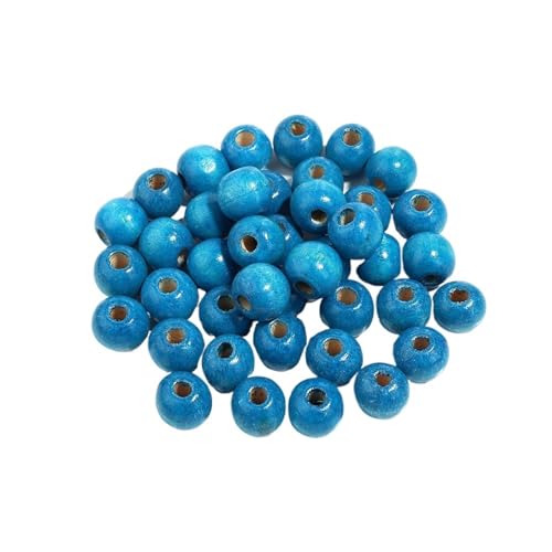 100 stücke Natürliche Holzperlen for Schmuckherstellung Großes Loch Holzperlen DIY Haarschmuck Handgefertigte Armbänder Halsketten Für Makramee Basteln(Blue,9x10mm hole 4mm) von ZNTIHZ