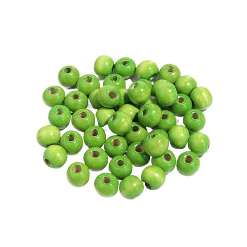 100 stücke Natürliche Holzperlen for Schmuckherstellung Großes Loch Holzperlen DIY Haarschmuck Handgefertigte Armbänder Halsketten Für Makramee Basteln(Green,9x10mm hole 4mm) von ZNTIHZ