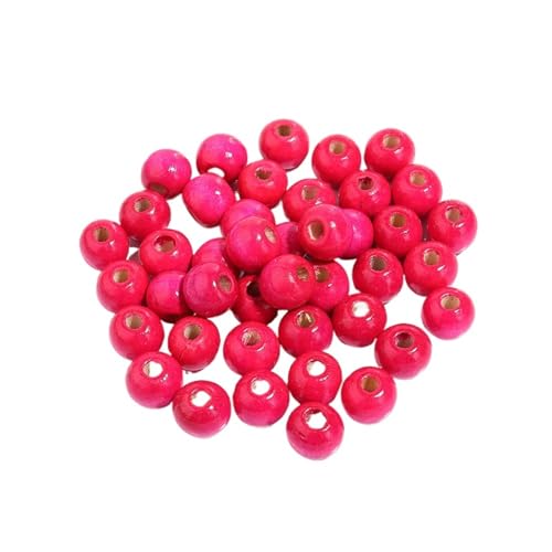 100 stücke Natürliche Holzperlen for Schmuckherstellung Großes Loch Holzperlen DIY Haarschmuck Handgefertigte Armbänder Halsketten Für Makramee Basteln(Hot pink,11x12mm hole 5mm) von ZNTIHZ