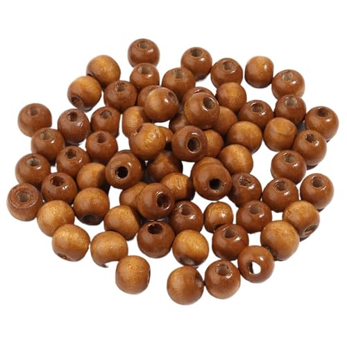 100 stücke Natürliche Holzperlen for Schmuckherstellung Großes Loch Holzperlen DIY Haarschmuck Handgefertigte Armbänder Halsketten Für Makramee Basteln(Light brown,9x10mm hole 4mm) von ZNTIHZ